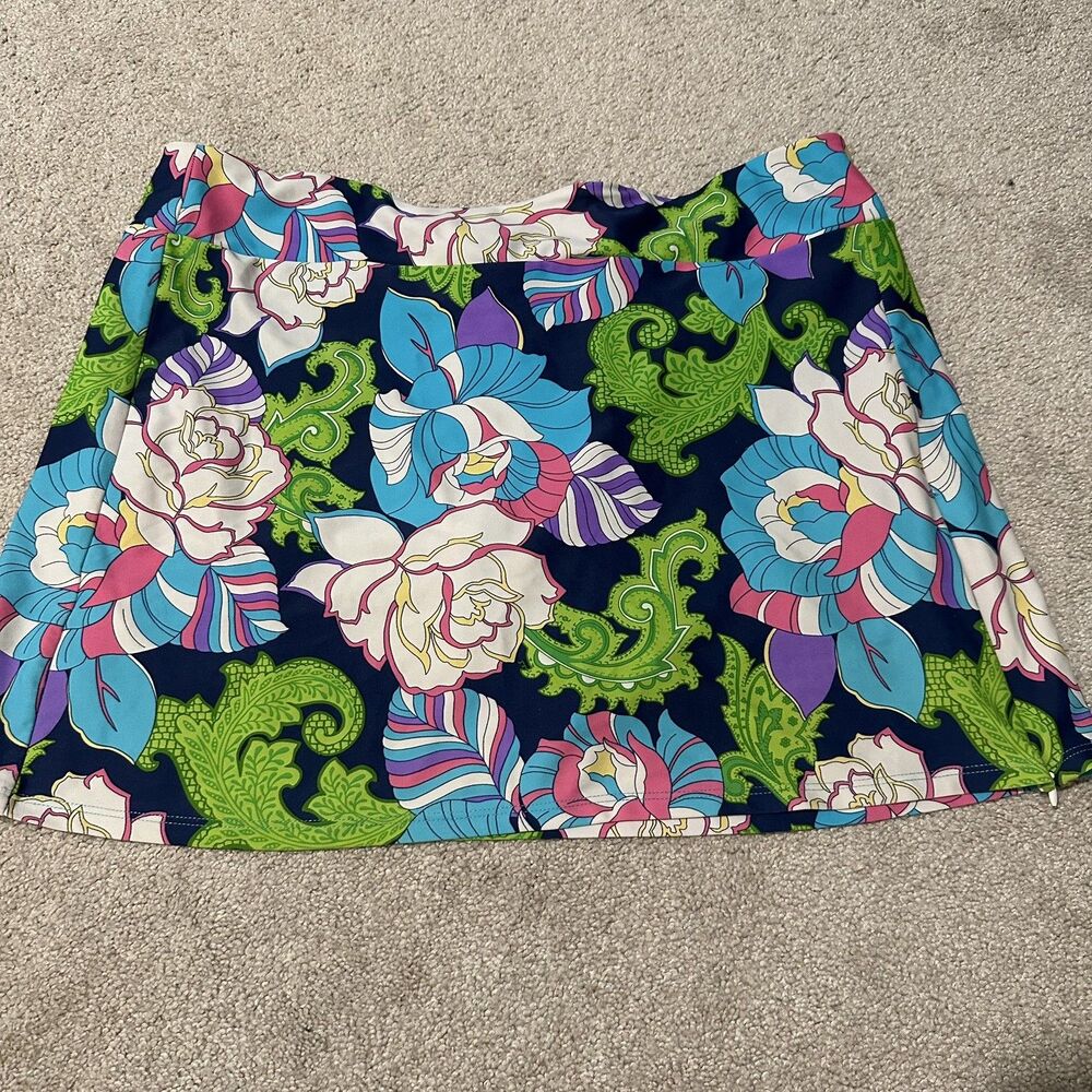 Jude Connally Tennis Skirt Pickleball Skort Women's Large Colorful Print Pull On